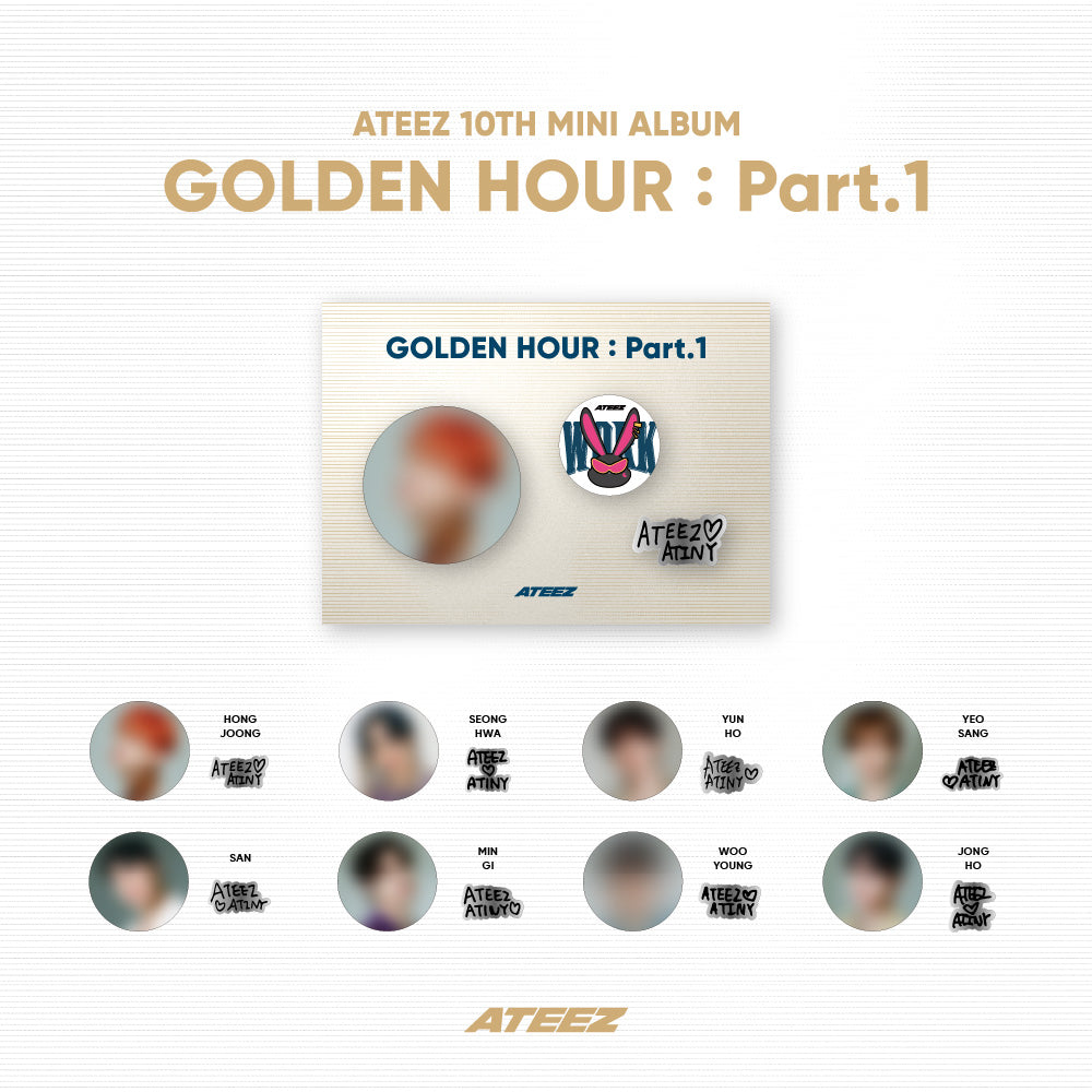 Ateez - Official MD [golden HOUR : Part.1] (badge SET - SAN)