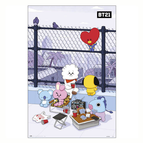 Affiche BT21 sur un Rooftop